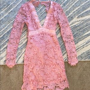 Pink lace above knee dress